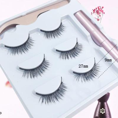 China Magnetic Eyelashes Kit Long New False Eyelashes Natural Magnetic Eyeliner Highlights And Tweezers Strip Full Highlights for sale