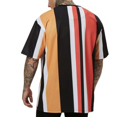 China Wholesale Custom Anti Shrink Fashion Street Stripe Printed T Shirts For Men's New 2022 Models 100% Polyester T Shirts for sale