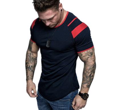 China Wholesale Custom Made Simple Oversize Fitness T-shirt Men's Cheap Contrast Stitch Anti-Shrink Gym T-shirt for sale