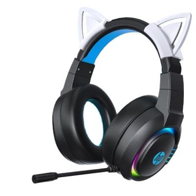 China DHE-8003U/DHE-8003UM Cat Ear Wired Headset Wired 4D/7.1 RGB Light 3.5mm Gaming Headset Usb Stereo Cat Ear Headphone For HP for sale