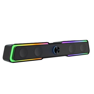 China DHE-6002 / DHE-6002S Mobile Phone Sound Bar Wired / Wireless Gaming Colorful Light Speaker With Light Blue RGB Tooth Speaker Player For HP for sale