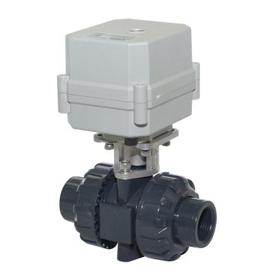 China General Tonhe PVC Electric Motorized Automatic Ball Valve PVC Flow Control Water Valve for sale