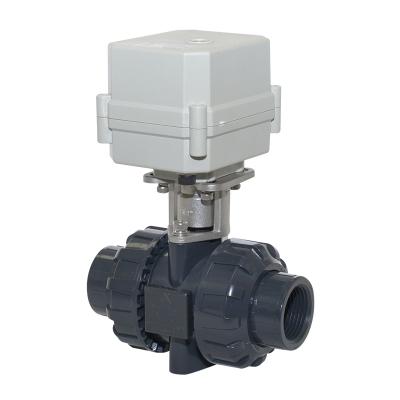 China General 2 Way 12V 24V 220V DN25 PVC Motorized Electric Plastic Valve for sale