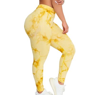 China Women's Chili Free Shipping Tie Dye Seamless Athlete Sports Yoga Pants Crac! crack! from the butt of breathable elevator gaiters for sale