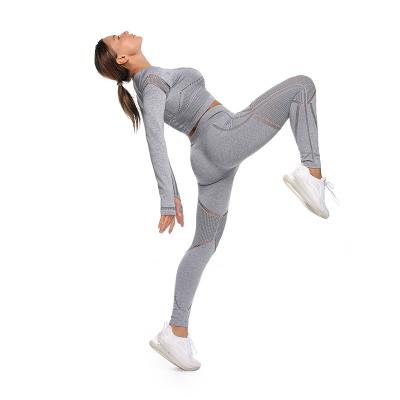 China Wholesale Custom Breathable Workout Gym Yoga Two Piece Set, Seamless Women Sports Fitness Leggings Gym Set for sale