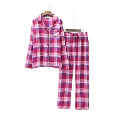 China Feeling Soft Soft AN64 Fil-dyed Plaid Women's Simple Natural Pajamas Home Wear Hair Generation Imprisonment Suit Sets for sale