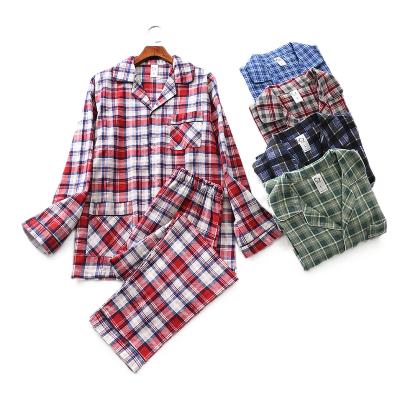 China Wholesale Classic Solid Color Plus Size AN64 Down Turn-down Collar Long Sleeve 2 Piece Pajama Set Man Sleepwear for sale