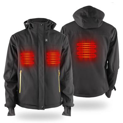 China QUICK DRY Winter Warm Graphene Waterproof Windproof Electric Pile Heating Hooded Jackets USB Unisex Black Hunting Enthusiast Thermal Jacket for sale