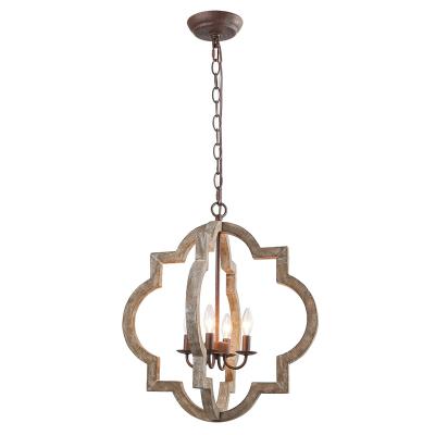 China 4-Light Farmhouse Wood Chandelier for Dining Room Kitchen Island Bedroom Foyer for sale