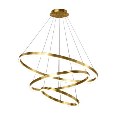 China Gold Simple Modern Living Room LED Aluminum Circle Ring Light for sale