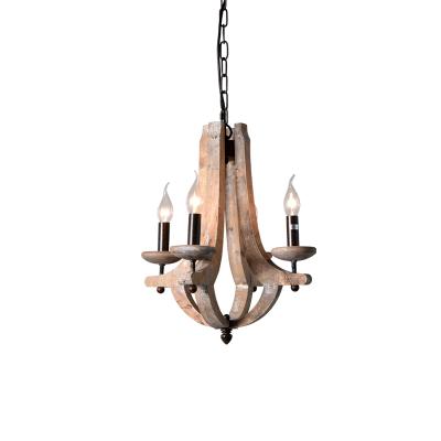 China Industrial Home Decor 4 Sconce Chandelier Rustic Wooden Vintage for sale