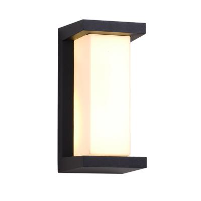 China Garden Square Outdoor Mounted Modern Black Glass Die Casting Aluminum LED Light Outdoor Wall Sconce for sale