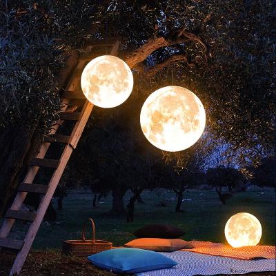 China Creative Modern Resin LED Indoor Outdoor Waterproof Moon Printing Art Decor Globe 3D Pendant Light for sale