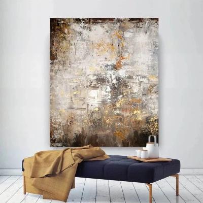 China 100% Handmade Original Custom Abstract Oil Painting Canvas Modern hand painted art gold foil 6 color Print Method NO Frame for sale