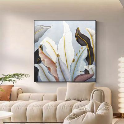 China Estilo moderno pintura a mano al óleo pintura abstracta texturizada con flores pintura en lienzo enmarcada en venta