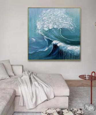 China Home Decor Canvas Original Abstractt Heavy Textured Sea Wave Wall Hanging Decor Painting Customized Size Accepted NO Original for sale