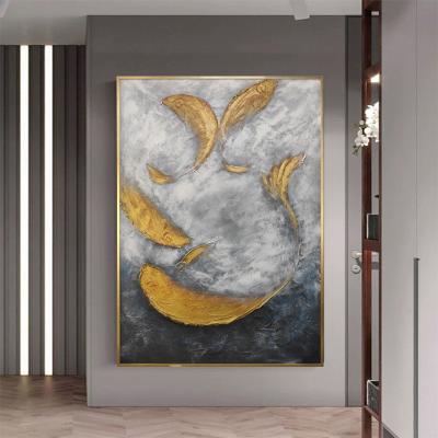 China Custom Handmade 6 Color Print Method Gold Foil Landscape Wall Art Painting 3D Textured Artwork for Customized Home Decor for sale