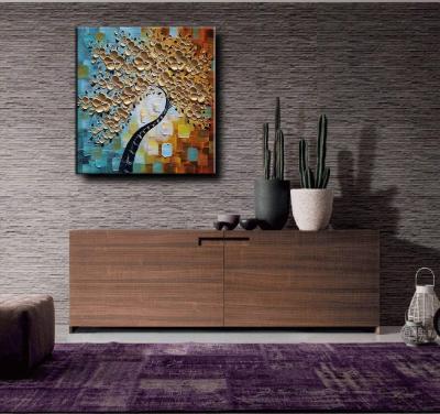 China Modern Style Hand Painted Canvas Oil Painting of Blossoming Almond Tree Flowers for Wall Art Display for sale