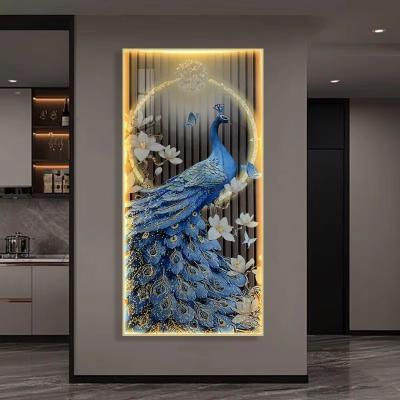 China High End Led Pared Decorativa de vidrio Arte de pared de animales Arte de cristal Pintura de porcelana en venta