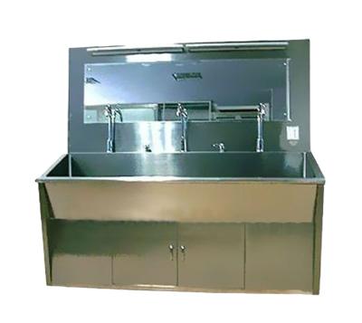 China THR-SS030 Knee-check Knee-check Stainless Steel Scrub Three Person Sink for sale