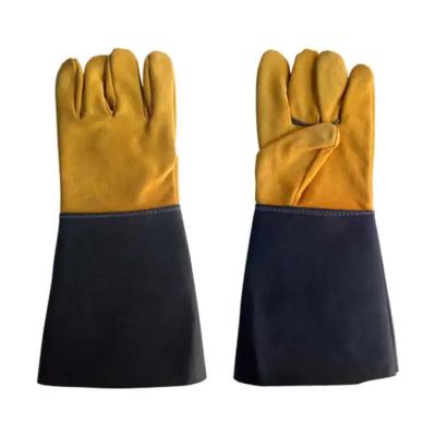 China Slip-Resistance Long Insulated Two Layer Leather Safety Gloves Lash Leather Welder Work Gloves for sale