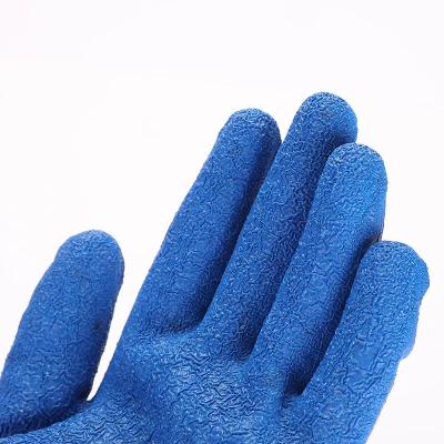 China General Purposes Cotton Yarn Latex Wrinkled Safety Work Hand Protection Coated Dipped Glove for Household Gardening Construction for sale