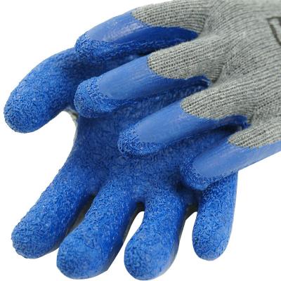 China General Purposes Factory Cheap Blue Latex Ply Coated Safety Cotton Knitted Gloves Work For Industrial for sale