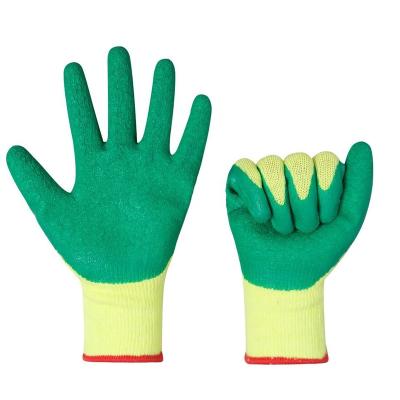 China Good Air Permeability Bright Yellowish Green 13g Polyester With Black Sponge Rubber Labor Safety Work Gloves for sale