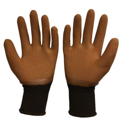 China Mechanic Working Gloves Training Gloves Glove Coffee Latex Dipped Gloves Foam Rubber Coated Warm Latex Work Gloves Breathable Winter Durable for sale