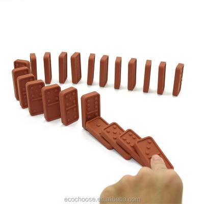 China Custom Wholesale Ecochoose Educational Toddler Domino Block Colorful Silicone Material Toys Eco-Friendly Set Toys For Children for sale