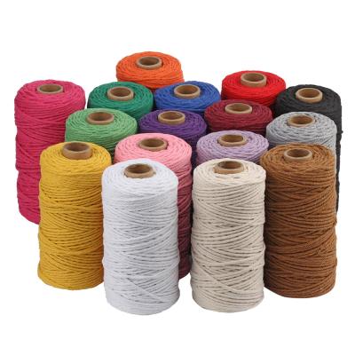 China [3] 3mm twisted cotton twine wholesale cotton viable colorful cotton cords DIY macrame rope in bundling rope makramee yarn for sale