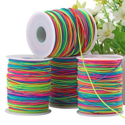 China 1.2mm 1.5mm Rainbow Elastic Bungee Cord - 100m Colorful String For Bracelet Making, Bungee Rope, Stretch String For Craft for sale