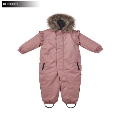 China Casual baby caterpillar with foot removable fur collar baby onesie onesie warm hooded for sale