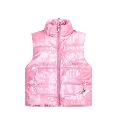 China Girl's Waterproof Vest Down Jacket Printed Letters Down Cotton Gold Collar Baby's Vests for sale