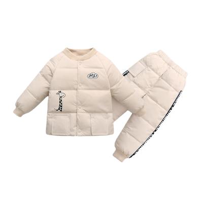 China Anti-shrinkage children's jacket and pants can be children's thick jacket suit boys, girls and babies split white quilt two sets for sale