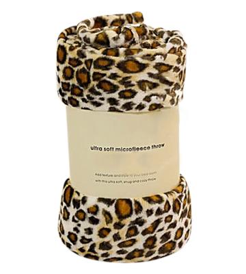 China Waterproof Ultra Soft 100% Polyester Leopard Print Plush Faux Fur Blanket for sale