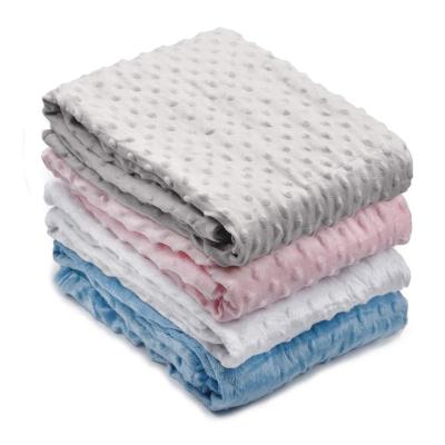 China Waterproof Personalized Pure Color Dotted Support Receiving Mink Flannel Baby Blanket for sale