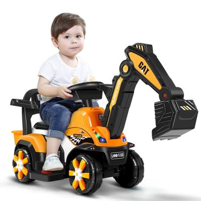 China 2021 New Colorful Lightweight Children Easy To Ride Baby Mini Excavator Toys For Kids Electric Toy Cool Light Music 4 Wheel for sale