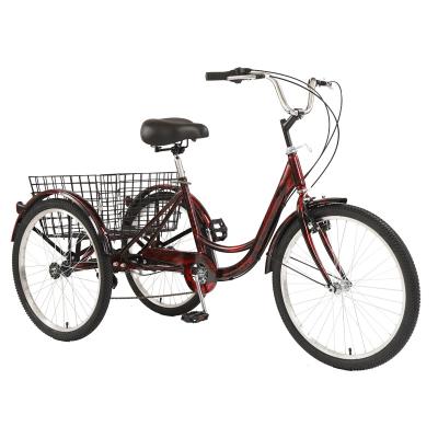 China Street 24 inch electric cargo 3 wheel bike city tricycles for adult with shimano 6 gear for sale