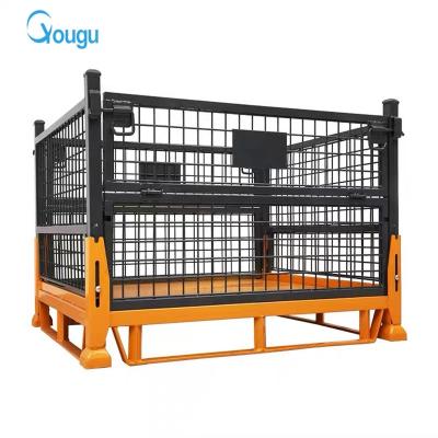 China Save Heavy Duty Powder Plated Collapsible Metal Storage Collapsible Wire Mesh Containers Stillage for sale