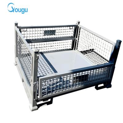 China Save Space Hot Selling Storage Bin Industrial Supermarket Customized Folding Forklift Stackable Cage for sale