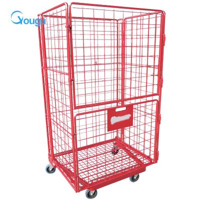 China Save Space Steel Wholesale Nesting Customized Movable High Quality Wire Mesh Sheet Roll Cart for sale