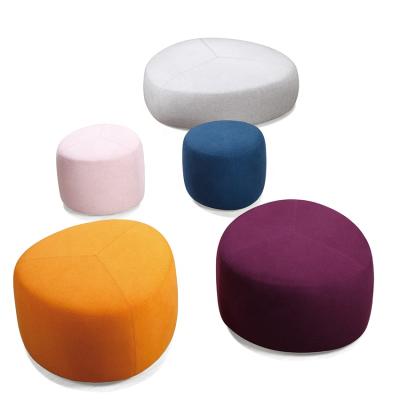 China Modular Office Hotel Waiting Oval Shape Pouf Seating Small Leisure Sofa Fabric Chair Ottoman Footstool for sale