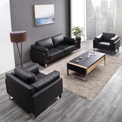 China Modern High Quality Commercial Black Leather Tufted Furniture Executive Office Sofa Set for sale