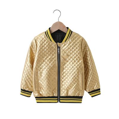 China Waterproof new spring and autumn fashion solid color boy fashionable gold silver beautiful jacket motorcycle PU zipper casual leather coat for sale