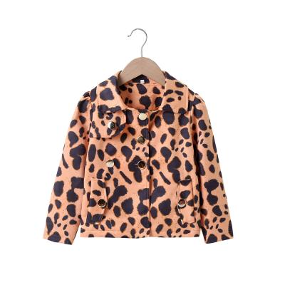 China Autumn News Anti-wrinkle Spring Spring Orange Print Girls PU Leather Jacket Kids Fashion Style Straight Casual Jacket for sale