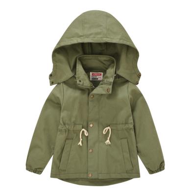 China New Anti-wrinkle Kids Big Spring Clothes Solid Color Hooded Jacket Boy Anorak For Boys And Girls British Style Zipper Gap Coat Long for sale