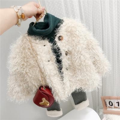 China Winter Breathable Babies Shear Jacket Faux Fur Deep Coated Kapok Velvet Princess Outwear Kids Snow Warm Coat Baby Outfits for sale