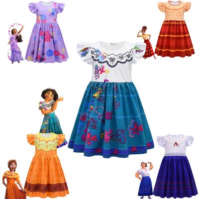 China Encanto 2022 Breathable Pepa Mirabel Isabella Princess Dress For Kids Girls Cartoon Flutter Sleeve Kids Dresses Party Cosplay Costume for sale