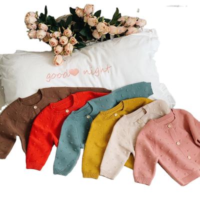 China Spring Solid Color Baby Going Out Babies Sweater Korean Anti-shrink Pompom Sweater Pure Knitwear for sale